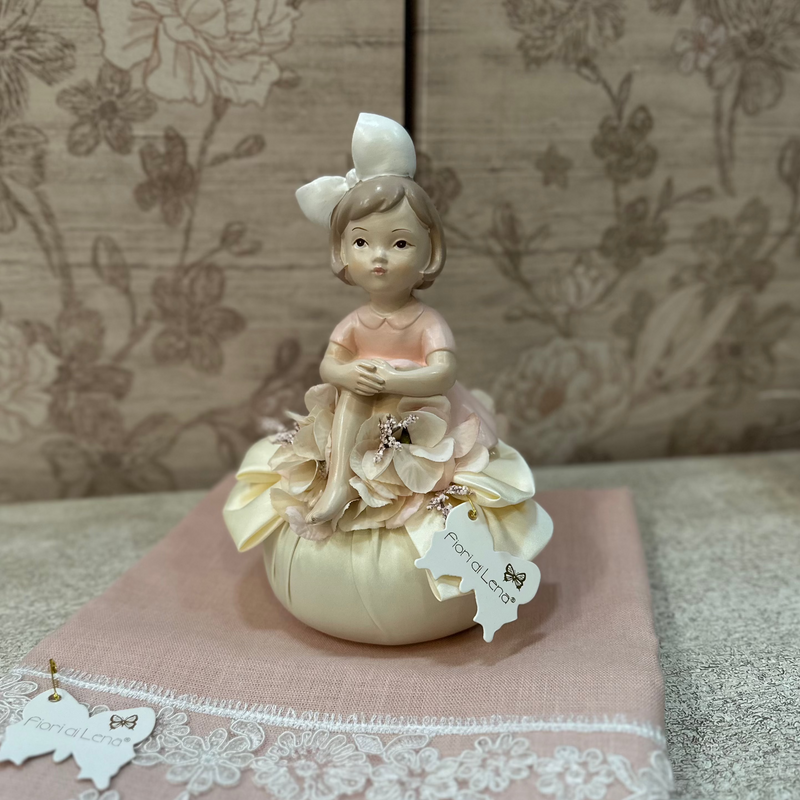 FIORI DI LENA Pouf con Bambolina e Fiocco in Seta