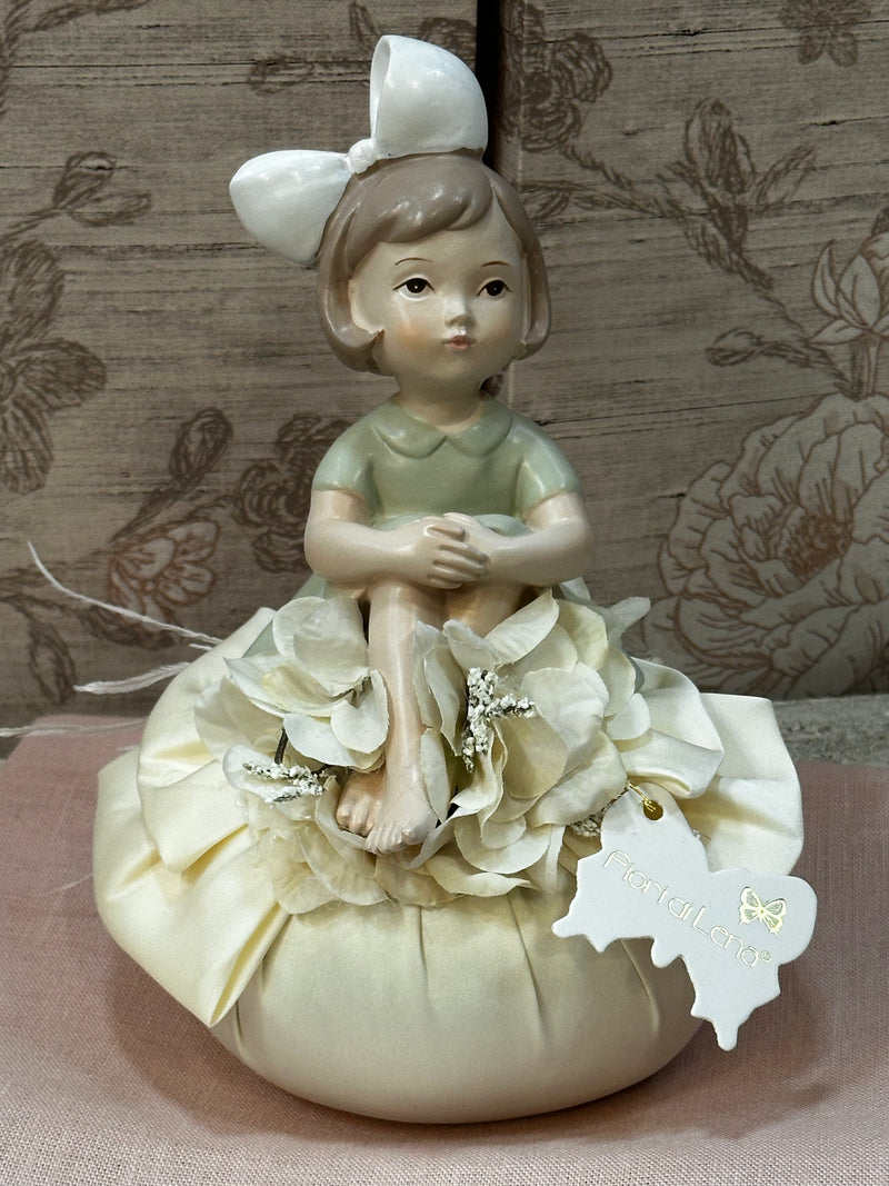 FIORI DI LENA Pouf con Bambolina e Fiocco in Seta