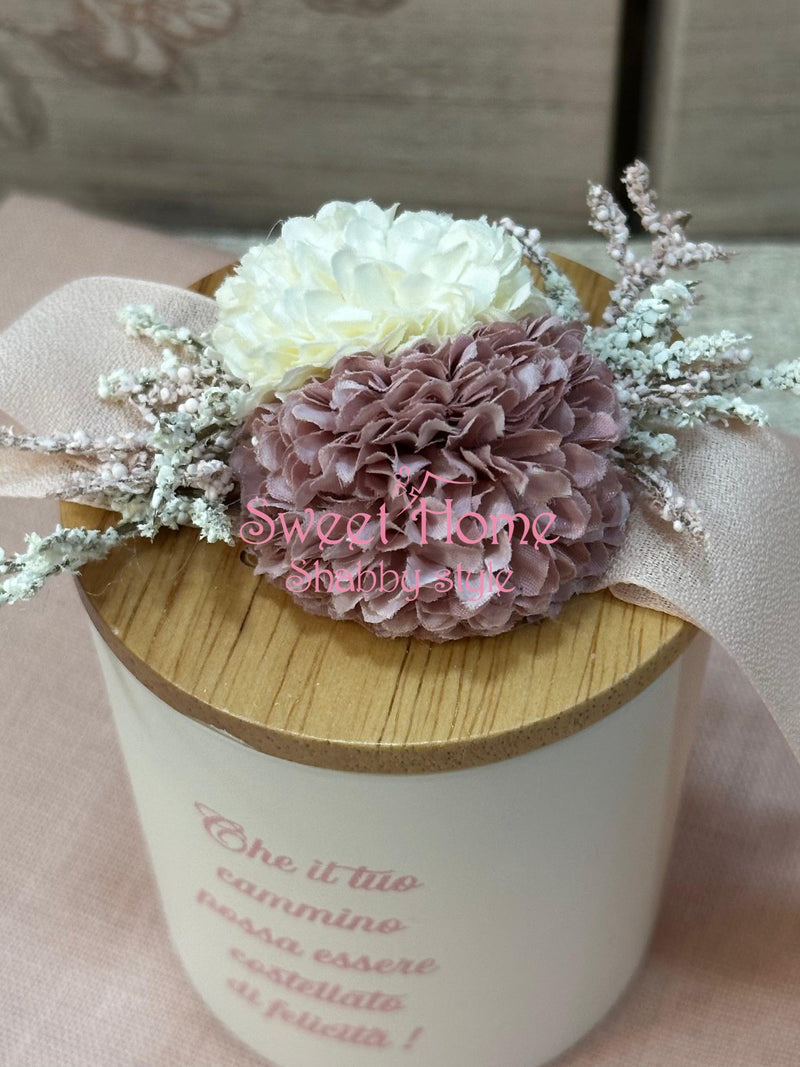 FIORI DI LENA Candela con Decoro Dalie e Scritta