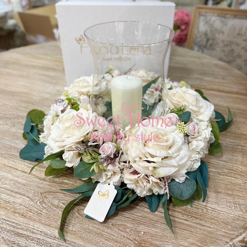 FIORI DI LENA Centrotavola con Bicchiere Portacandela in Vetro