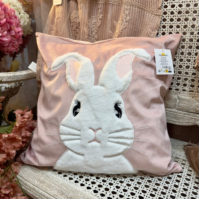 CLAYRE & EEF Federa Cuscino Rosa con Coniglio in Pelliccetta