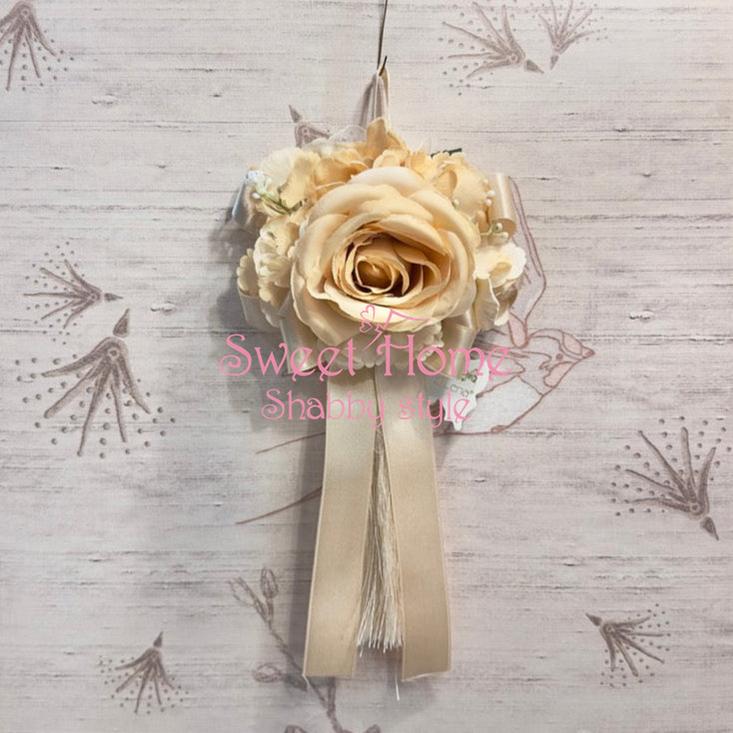 FIORI DI LENA Nappa Nocciola con Rosa e Ortensia