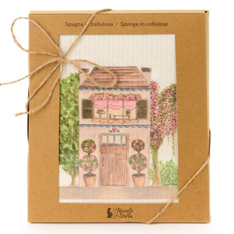 NUVOLE DI STOFFA Set 6 Spugne in Cellulosa con Scatola "LA VIE EN ROSE"