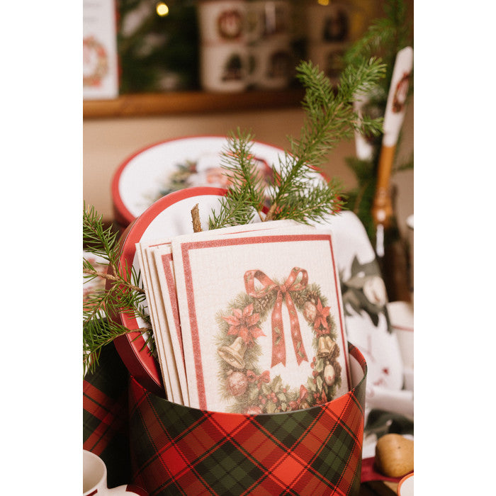 NUVOLE DI STOFFA Set 6 Spugne Natalizie in Cellulosa con Scatola " COMING "