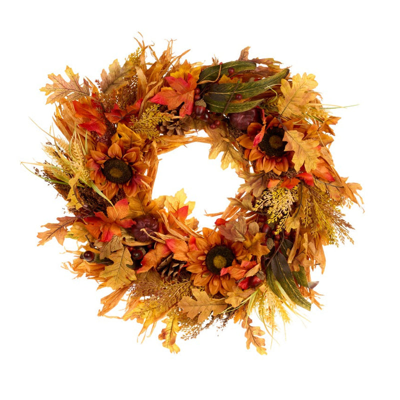 NUVOLE DI STOFFA Ghirlanda Floreale Autunnale con Foglie 66 cm
