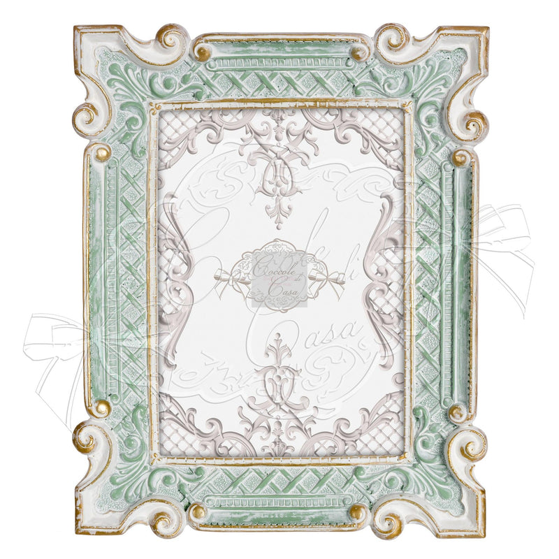 COCCOLE DI CASA Portafoto ELY Verde e Dorato in Resina