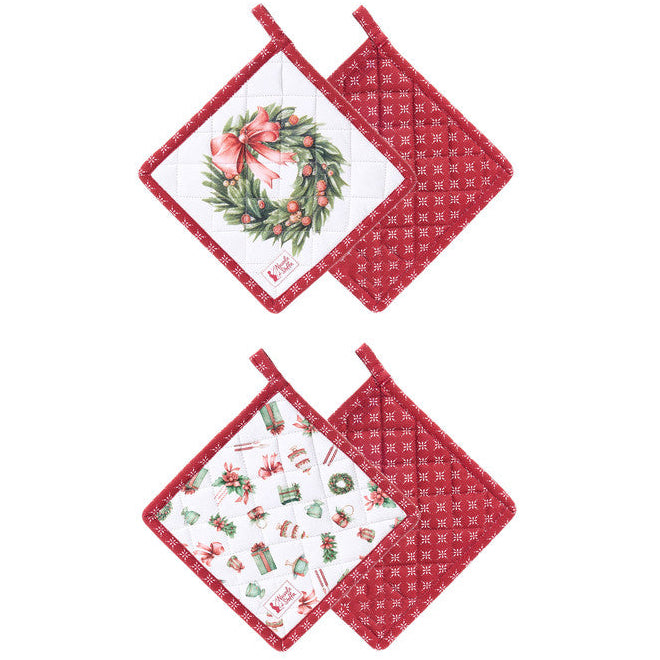 NUVOLE DI STOFFA Presina Natalizia in Cotone con Ghirlanda " STORIA DI NATALE "