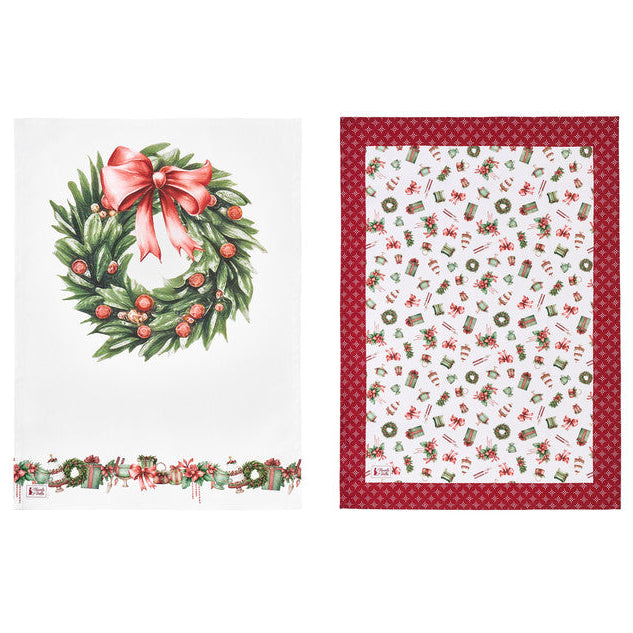 NUVOLE DI STOFFA Canovaccio Natalizio in Cotone con Ghirlande " STORIA DI NATALE "