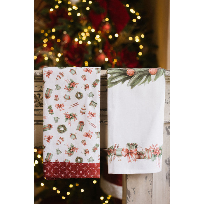 NUVOLE DI STOFFA Canovaccio Natalizio in Cotone con Ghirlande " STORIA DI NATALE "