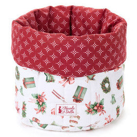 NUVOLE DI STOFFA Cestino Portapane Natalizio in Cotone " STORIA DI NATALE "