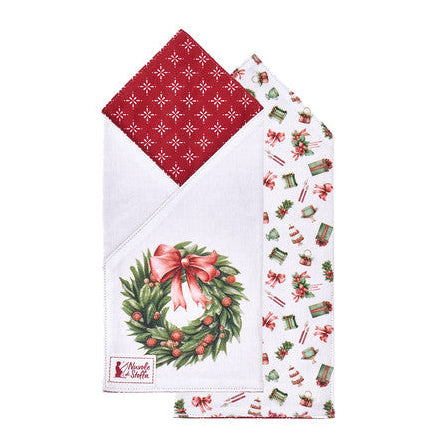 NUVOLE DI STOFFA Porta Posate in Cotone " STORIA DI NATALE "