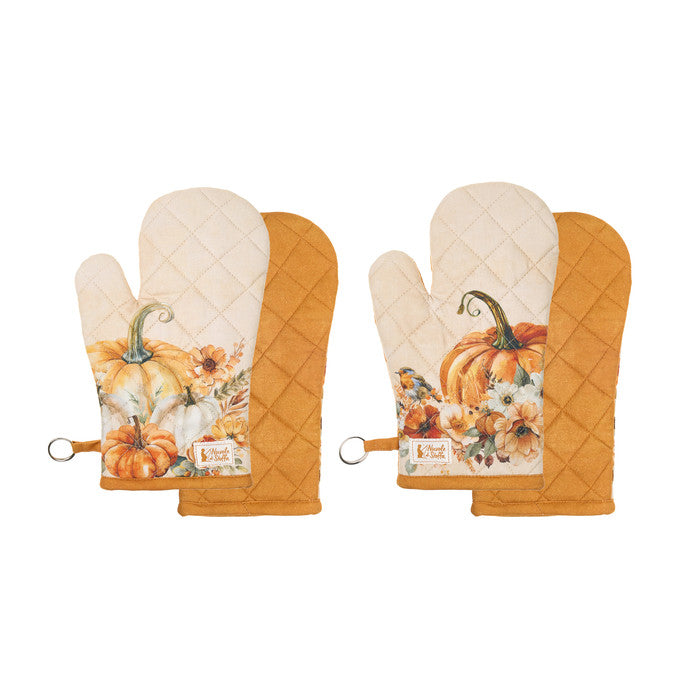NUVOLE DI STOFFA Guantone da Forno Trapuntato "RACCONTI D'AUTUNNO" 19x32 cm — 2 Varianti Assortite