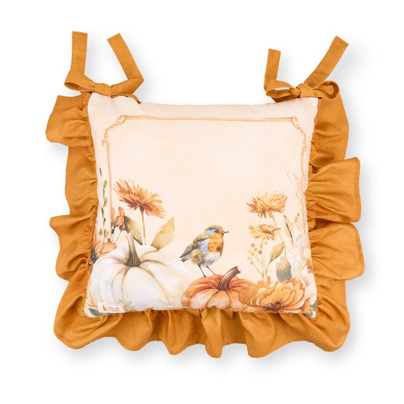 NUVOLE DI STOFFA Set 6 Cuscini Sedia "RACCONTI D'AUTUNNO" 40x40 cm con Volant e Laccetti