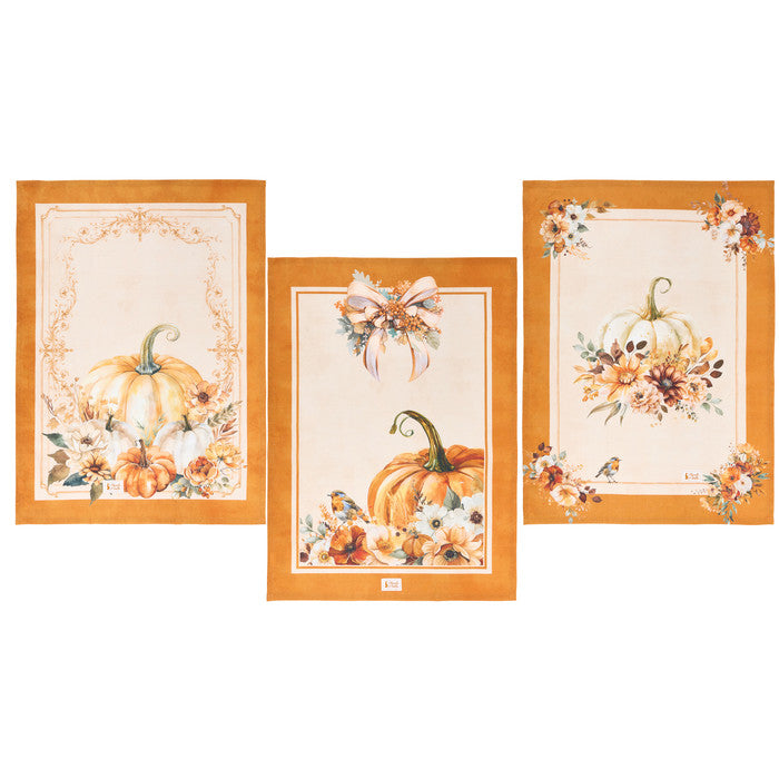 NUVOLE DI STOFFA Strofinaccio in Cotone "RACCONTI D'AUTUNNO" 50x70 cm — 3 Soggetti Assortiti