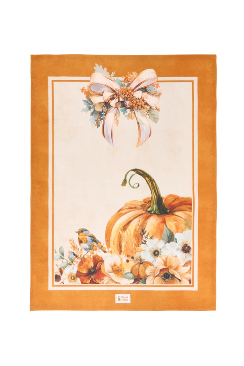 NUVOLE DI STOFFA Strofinaccio in Cotone "RACCONTI D'AUTUNNO" 50x70 cm — 3 Soggetti Assortiti