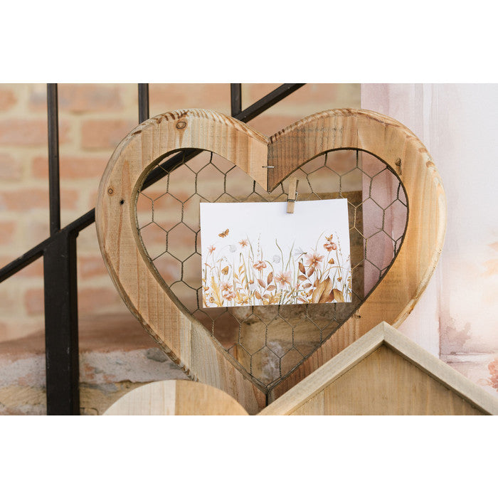 NUVOLE DI STOFFA Memo Cuore Piccolo con Rete in Legno " GIARDINO D'AUTUNNO "