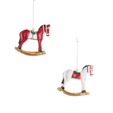 NUVOLE DI STOFFA Decorazione Cavalluccio a Dondolo Natalizio in Legno