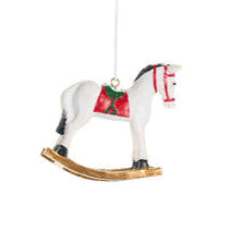 NUVOLE DI STOFFA Decorazione Cavalluccio a Dondolo Natalizio in Legno
