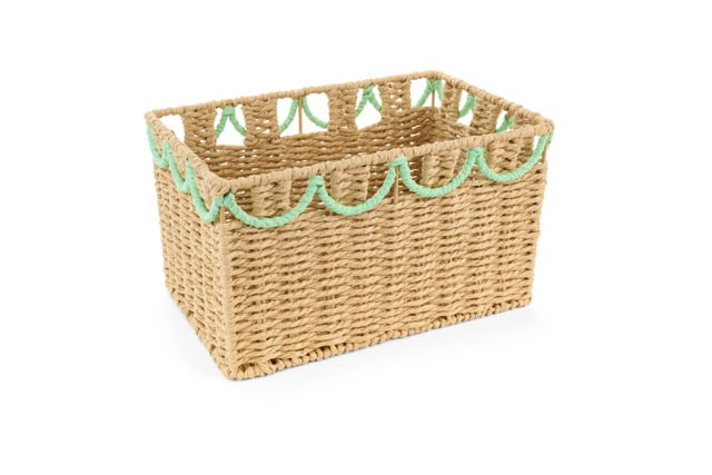 NUVOLE DI STOFFA Set 2 Cestini in Vimini con Bordo Colorato