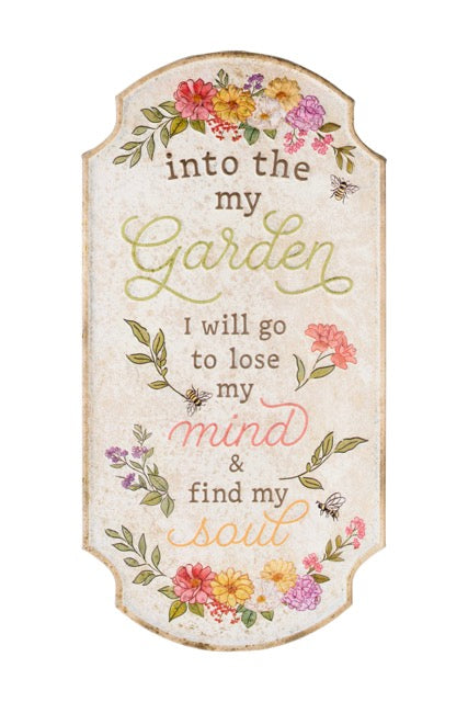 NUVOLE DI STOFFA Targa in Metallo con Scritta "GARDEN, MIND , SOUL"