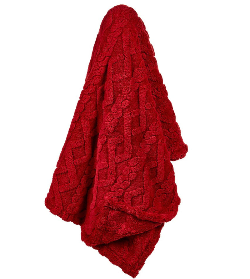 NUVOLE DI STOFFA Plaid a Quadri in Pelliccia Sintetica Rosso 160x190 cm