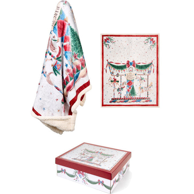 NUVOLE DI STOFFA Plaid Natalizio Sherpa con Scatola "LA GIOSTRA DI AMELIE"