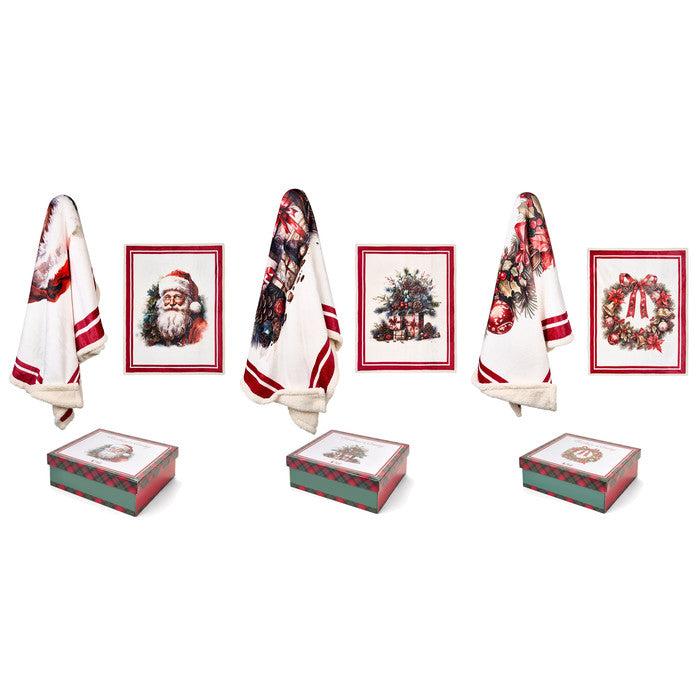 NUVOLE DI STOFFA Plaid Sherpa con Scatola Christmas