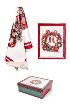 NUVOLE DI STOFFA Plaid Sherpa con Scatola Christmas