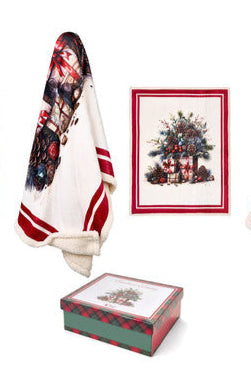 NUVOLE DI STOFFA Plaid Sherpa con Scatola Christmas