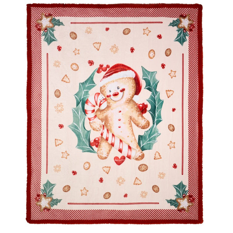 NUVOLE DI STOFFA Plaid Natalizio "DELICIOUS CHRISTMAS" 130x160 cm con Gift Box