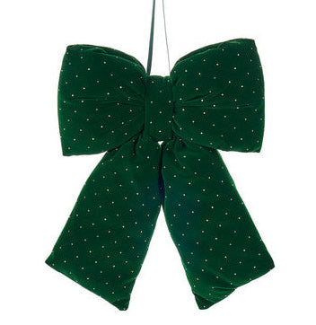 NUVOLE DI STOFFA Fiocco Natalizio con Glitter Verde Medio in Velluto