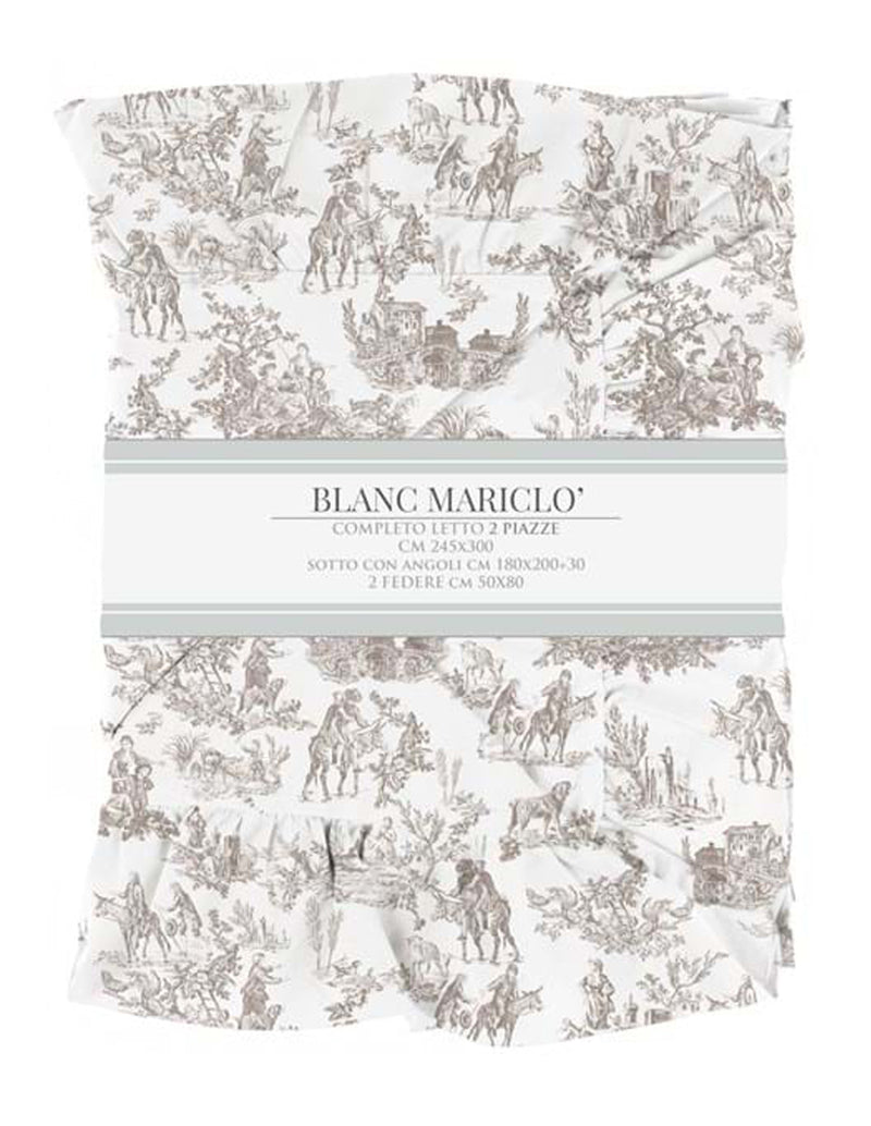 BLANC MARICLÒ Lenzuola Matrimoniali Fantasia "Toile De Jouy"
