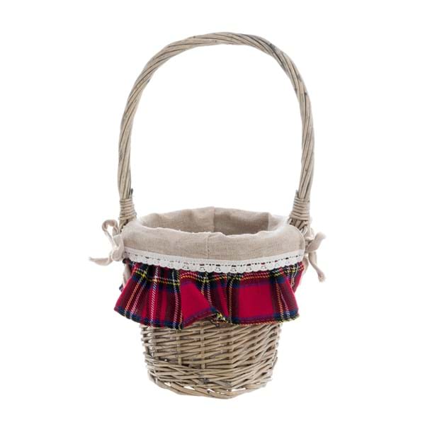 BLANC MARICLÒ Cesto Tondo con Manico e Rouches Tartan