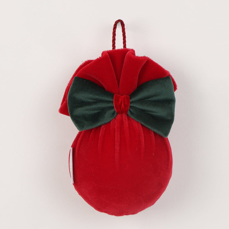 FIORI DI LENA Pallina Rossa con Fiocco in Velluto Verde
