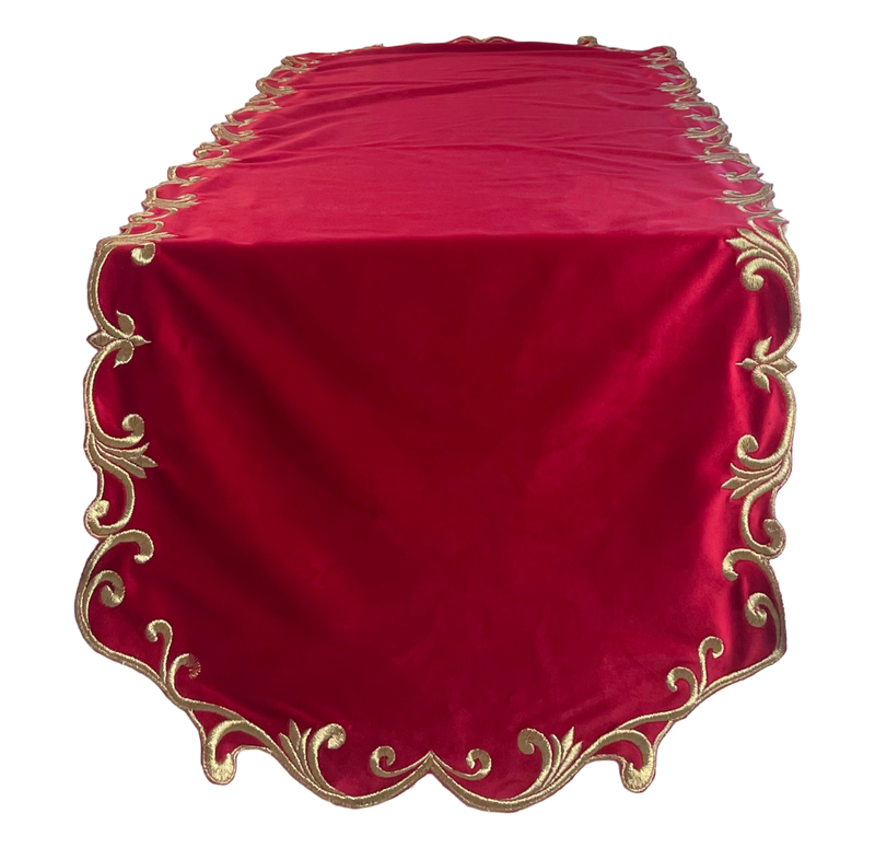 CLODETTE Runner in Vellutto con Ricami Dorati " CLODETTE " Rosso