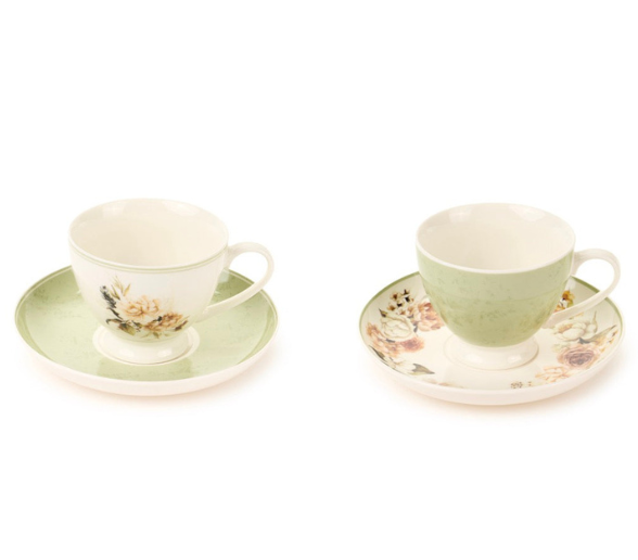 NUVOLE DI STOFFA Tazza Colazione con Piattino " FLOWER GARDEN "