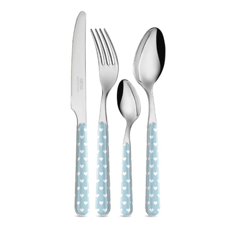 Set of 24 light blue hearts cutlery Neva Cutlery