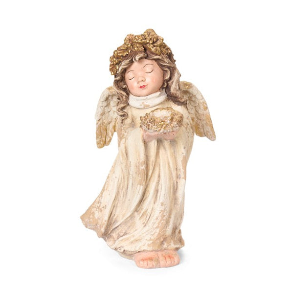 NUVOLE DI STOFFA Angelo Con Cuore E Corona Dorata 57 Cm