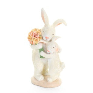 NUVOLE DI STOFFA Coniglietti in Resina con Fiori