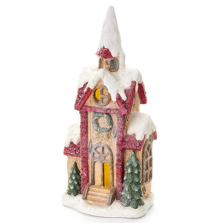 NUVOLE DI STOFFA Casa Natalizia Innevata in Magnesio con Led