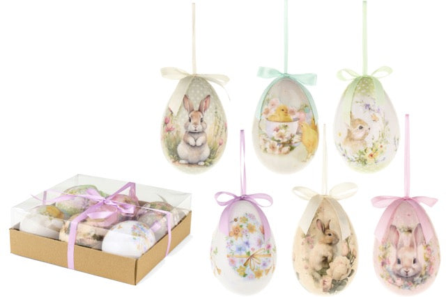 NUVOLE DI STOFFA Set 6 Uova Decorative Pasquali con Coniglietti