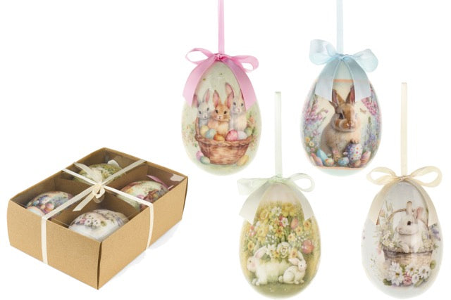 NUVOLE DI STOFFA Set 4 Uova Decorative Pasquali con Coniglietti