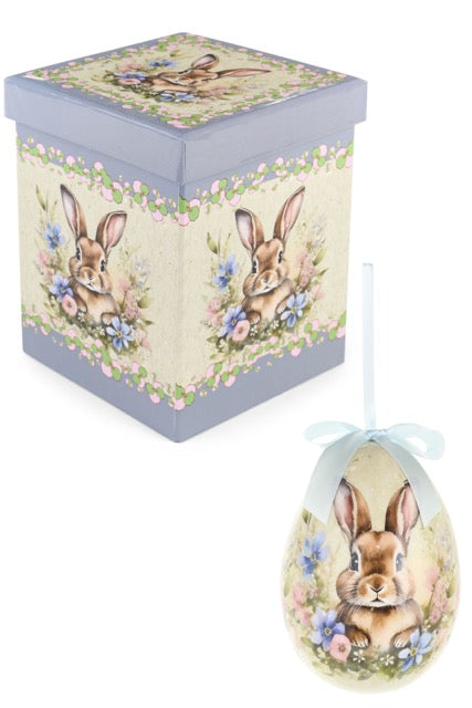 NUVOLE DI STOFFA Uovo  Decorativo Pasquale con Coniglietti in Scatola Regalo