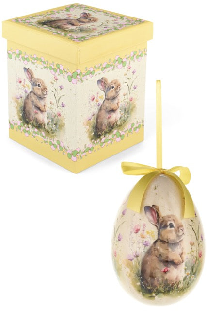 NUVOLE DI STOFFA Uovo  Decorativo Pasquale con Coniglietti in Scatola Regalo