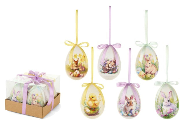 NUVOLE DI STOFFA Set 6 Uova Decorative Pasquali con Coniglietti