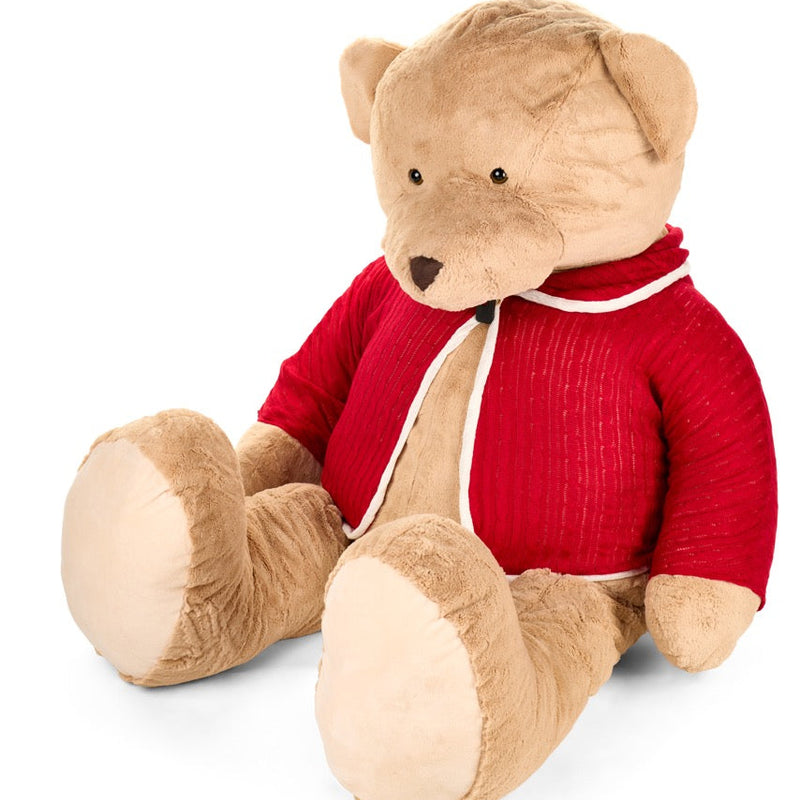 NUVOLE DI STOFFA Peluche Orso con Giacca Rossa "VINTAGE TOYS" 100cm