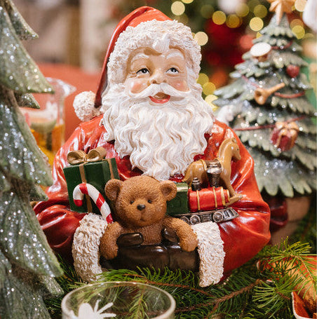 NUVOLE DI STOFFA Busto Babbo Natale con Giocattoli in Resina