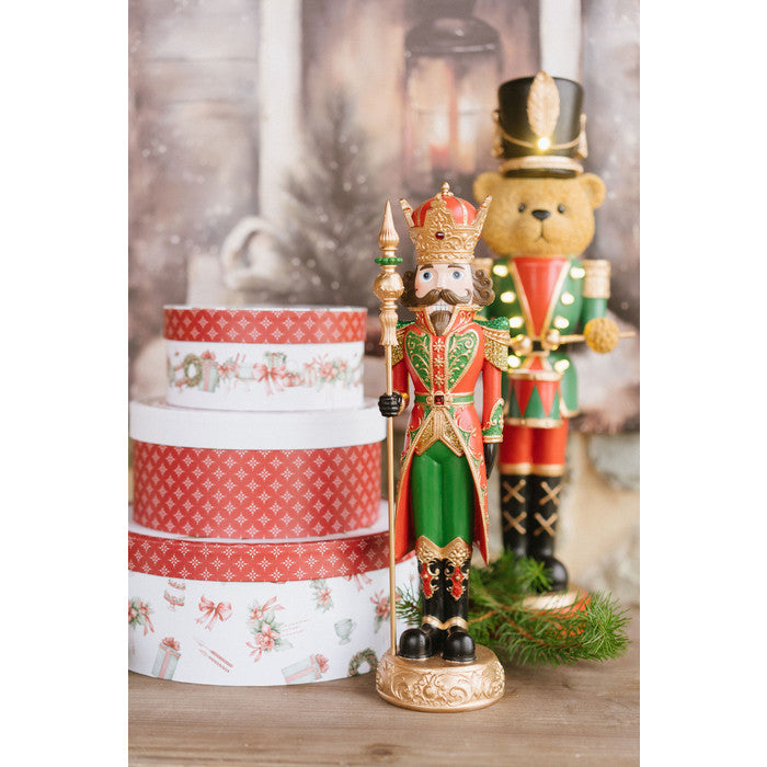 NUVOLE DI STOFFA Schiaccianoci con Asta e Led " STORIA DI NATALE "