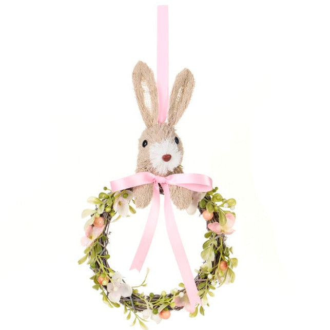 NUVOLE DI STOFFA Ghirlanda con Coniglio e Fiocco Rosa
