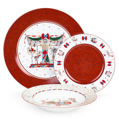 NUVOLE DI STOFFA Set 18 Piatti da Portata in Porcellana "LA GIOSTRA DI AMELIE"